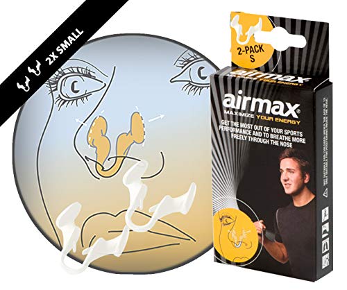 AIRMAX SPORT Small | Dilatador nasal para una mejor respiración por la nariz. Optimización de oxígeno de 176%. Especialmente desarrollado para su uso durante el ejercicio. Airmax es utilizado por los atletas profesionales. Pequeño paquete 1 + 1 gratis